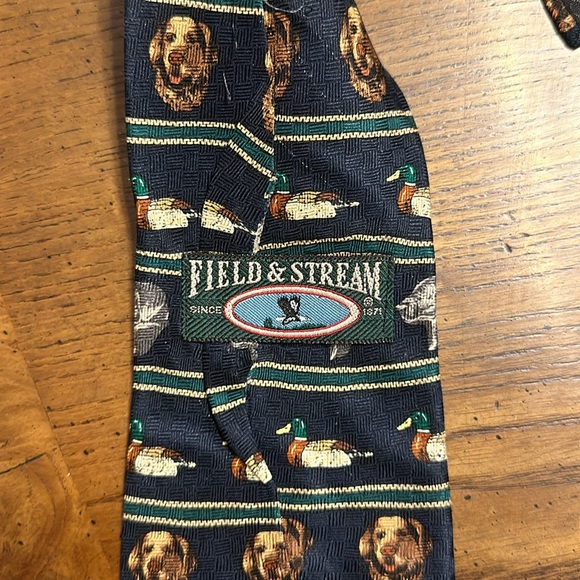 Vintage Field & Stream Labrador Retriever Hunting Duck Silk Necktie - Picture 3 of 4